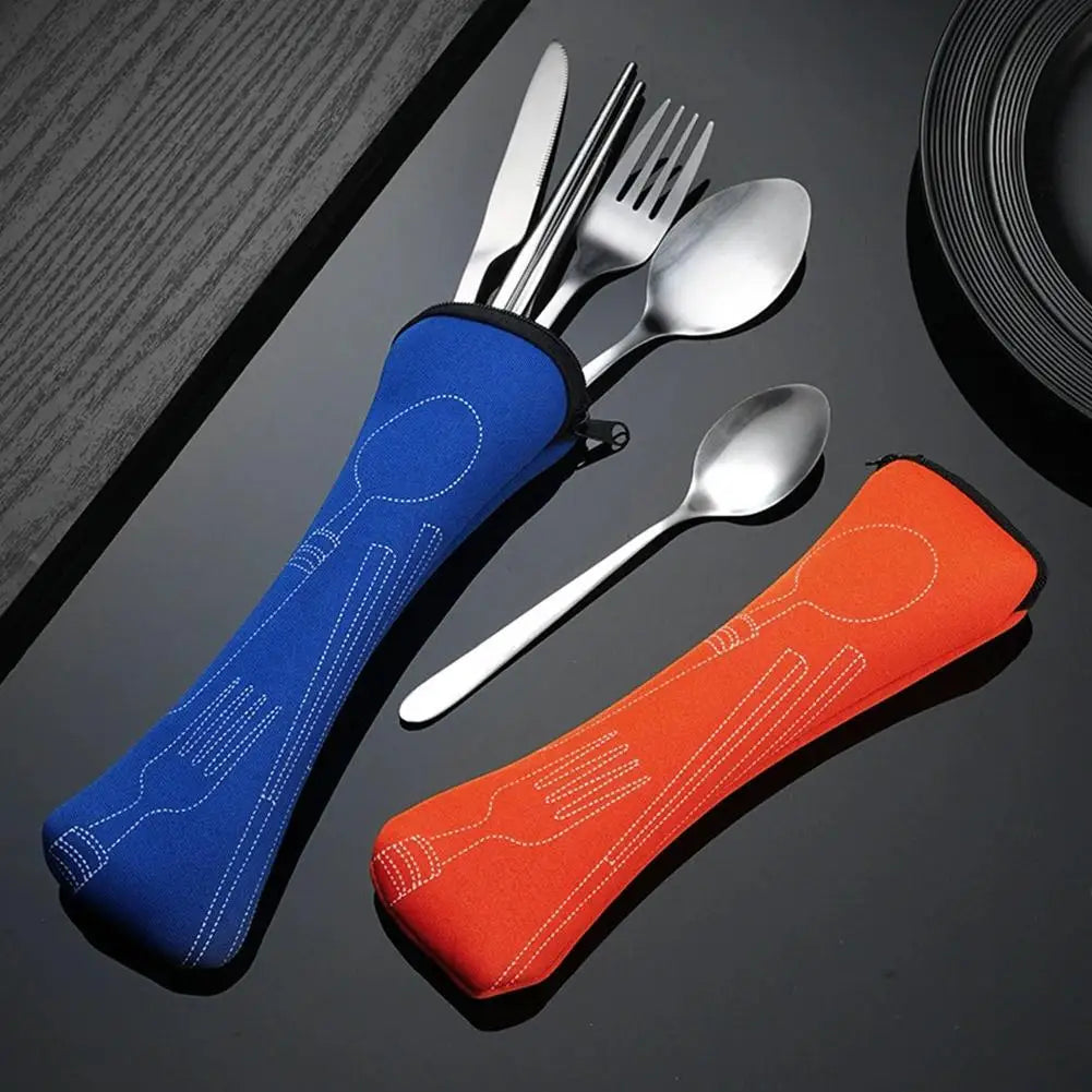 Pochette zippée de rangement pour couverts de voyage